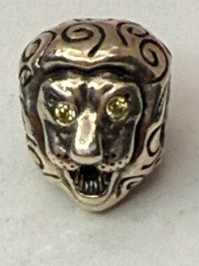 Pandora Retired Lion Charm 925 ALE Yellow CZ Eyes Animal Bead Super Rare